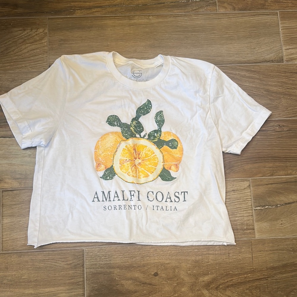 White and Green Amalfi Coast Short Sleeve Tee